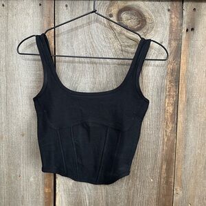 PINK Victoria’s Secret The Cinched Piqué Corset Tank Top in Black Size Small
